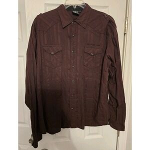 Not of This World Shirt Mens 2XL Red Snap Button Up Long Sleeve Y2K Spellout